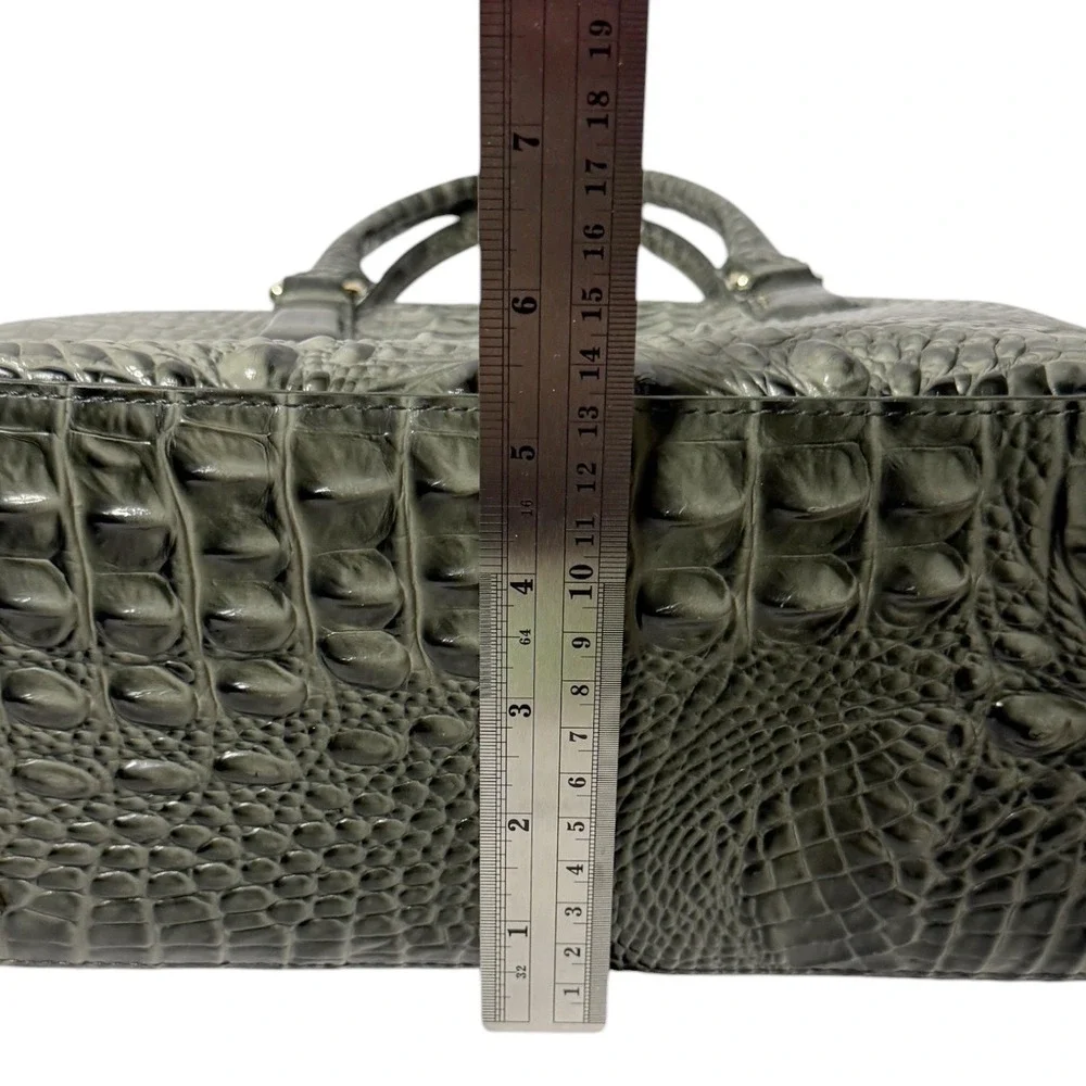 BRAHMIN Duxbury Satchel Olive Gray Melbourne‎ Croc Leather Size Medium